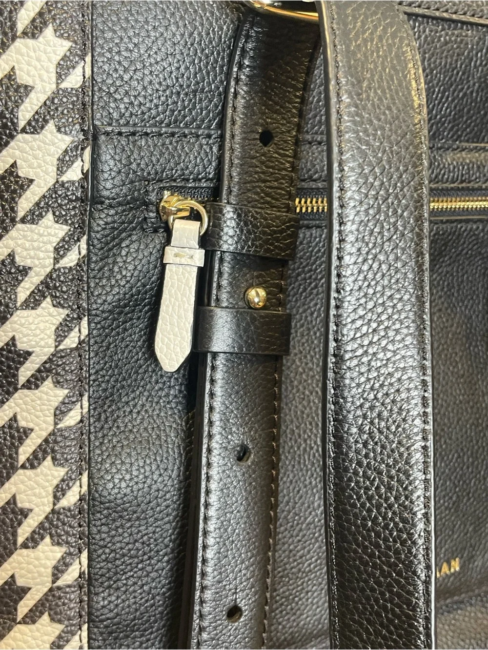 Cole Haan Grand Ambition Luxe Houndstooth Leather Backpack w Tablet Slot NWOT